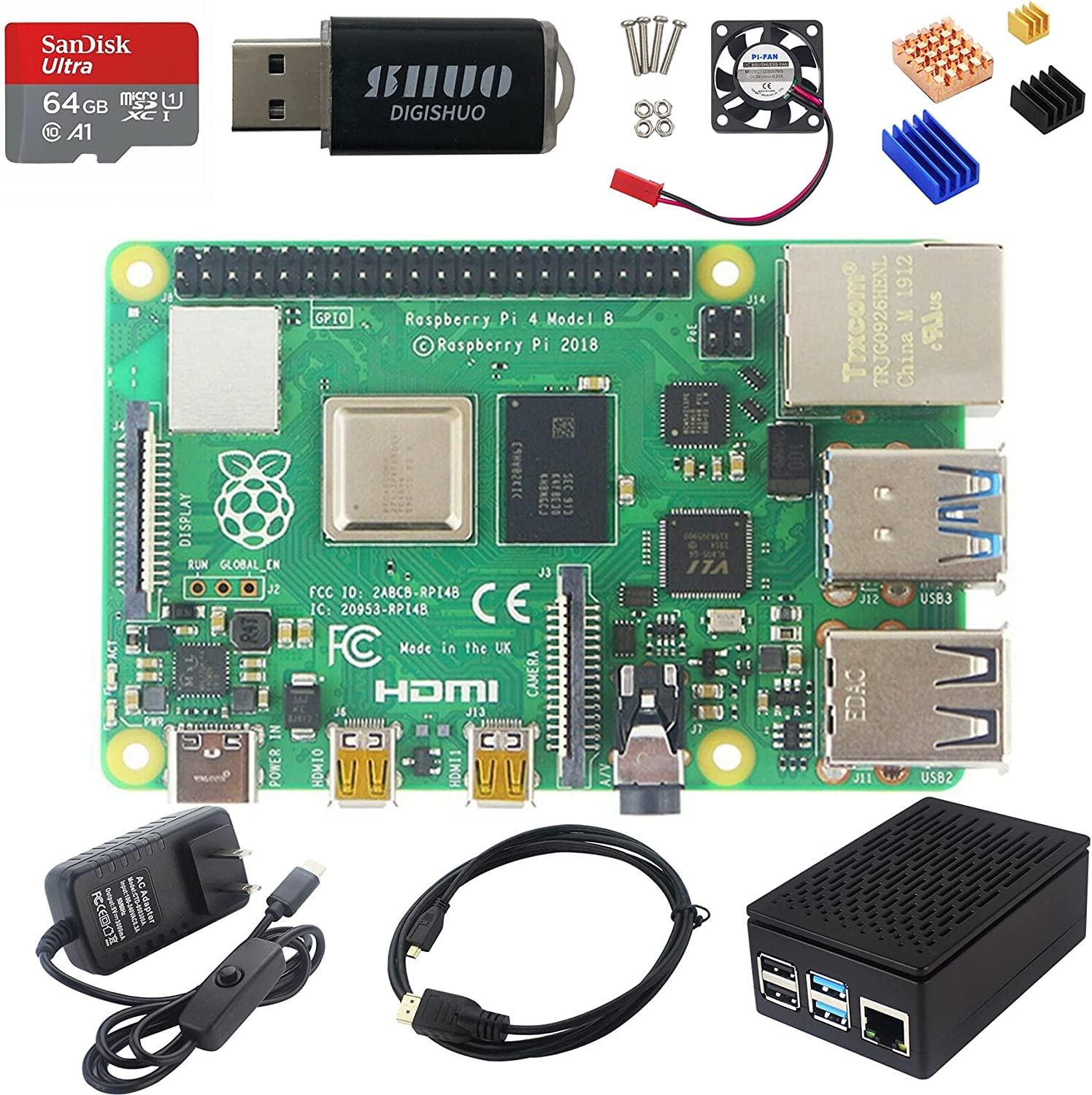 Kit Raspberry Pi 4B Modèle B 8 Go de RAM (Module 8G Kit 8 en 1)