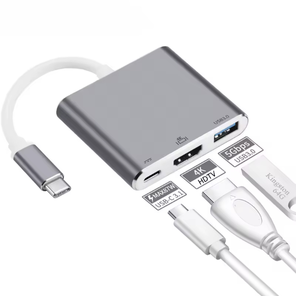 Convertisseur Type-C vers HDMI + Type-C & USB3.0