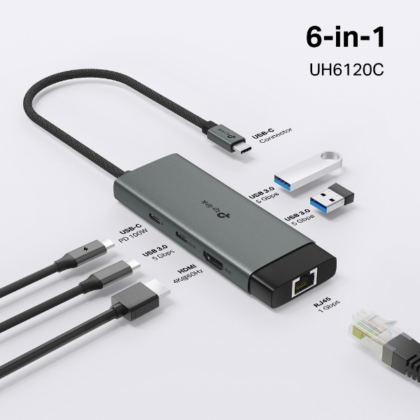 Convertisseur USB Type-C 6 in 1 Hub