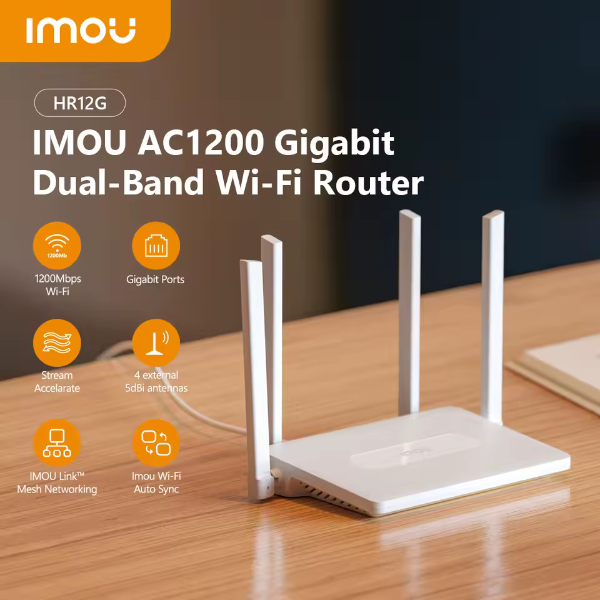Imou HR12G Routeur WiFi Dual Band AC1200 (300+867Mbps) 1 port WAN Gigabit + 3 ports LAN Gigabit