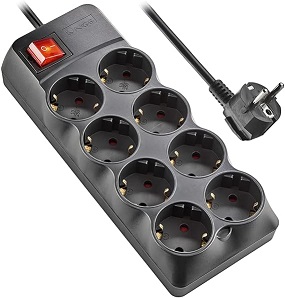 Multiprise parasurtenseur NITRAM 8 trous + 2 Ports UBS