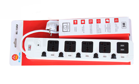 Multiprise-4 sorties -3 métrés- 2 Ports USB