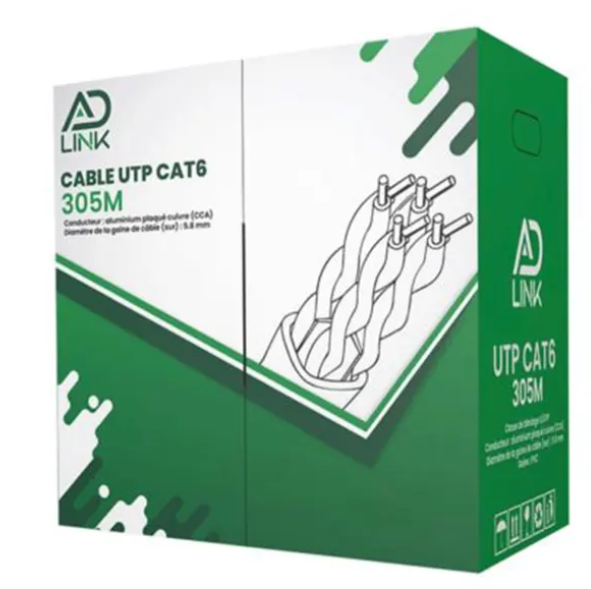 Rouleau câble réseau RJ45 UTP Cat 6 305m