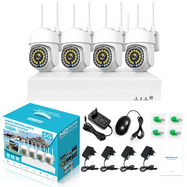 Nvr Kit 4 Wifi 5G PTZ 3MP + ECRAN 10" QD36-6104KIT