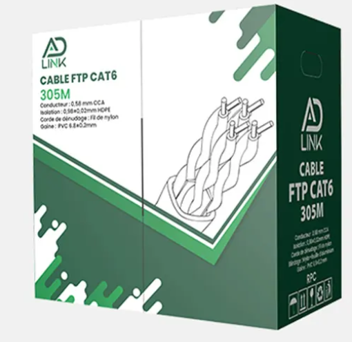 Rouleau cable réseau RJ45 AdLink FTP Cat 6A 305m